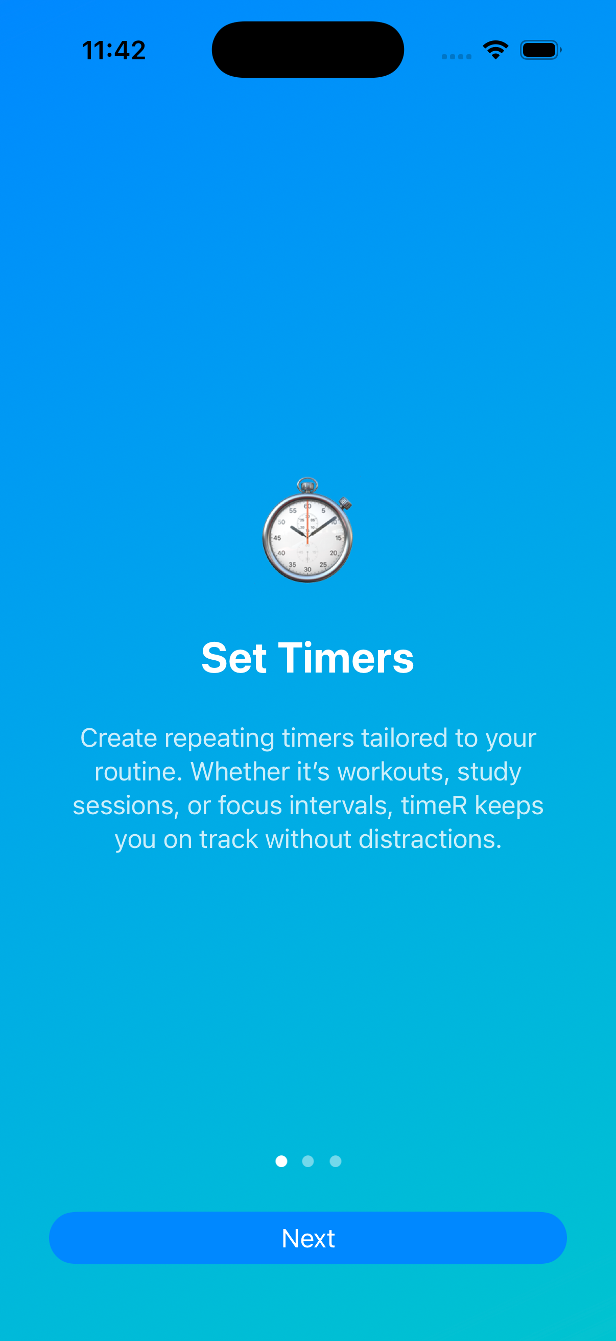 timeR setup screen